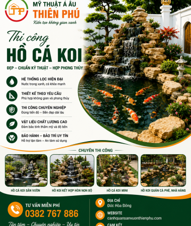 Thi Công Hồ Cá Koi Long An Đẹp, Chuẩn Phong Thủy 