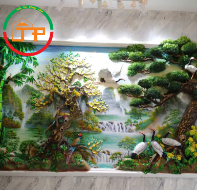 tranh phù điêu đắp nỗi tùng cúc trúc mai