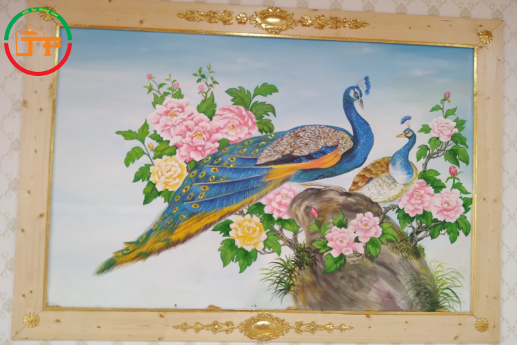 Tranh đôi chim công 