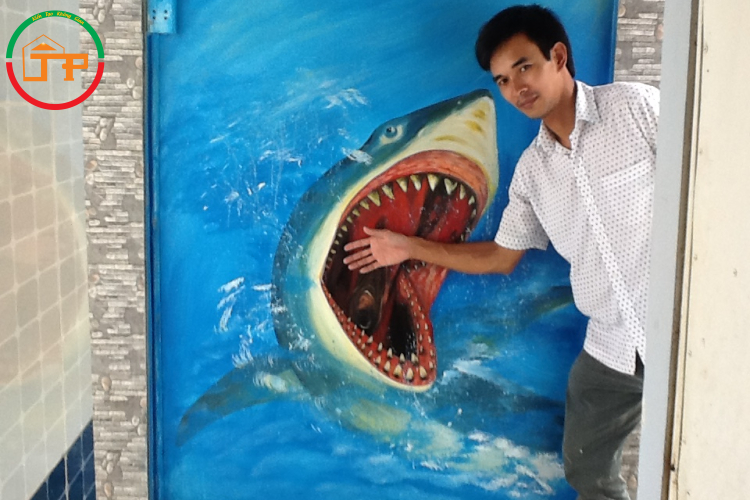 tranh 3d cá mập