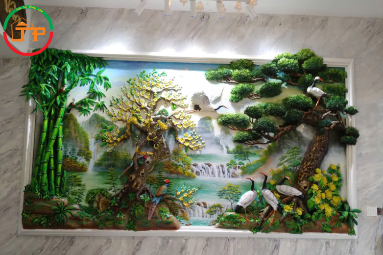 tranh phù điêu đắp nỗi tùng cúc trúc mai